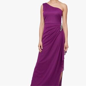 Alex Evenings Purple Asymmetrical One-Shoulder Gown